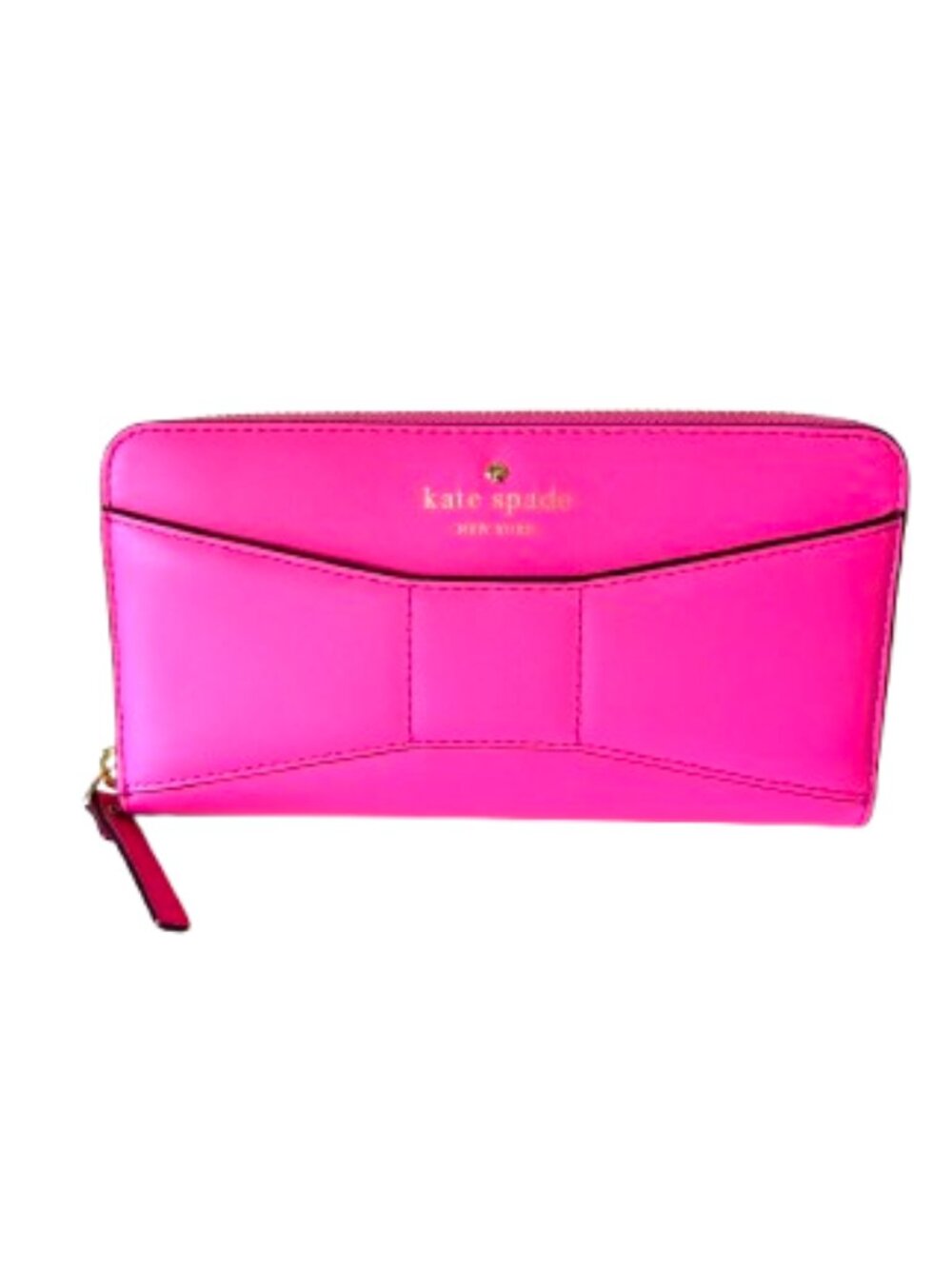 Kate Spade 2 Park Avenue Lacey Zip Around Wallet Hot Pink Leather